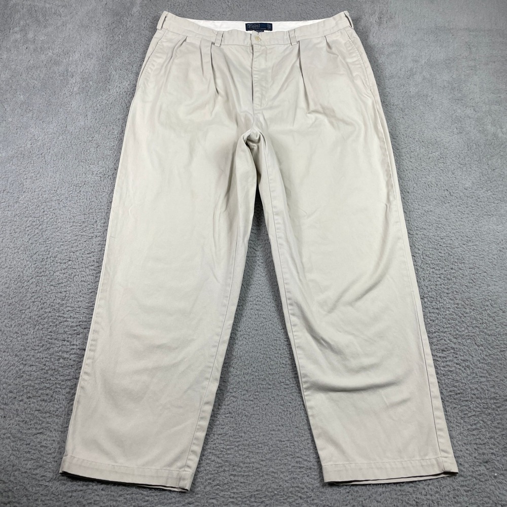 Polo Ralph Lauren Chino Pants Mens 40x30 (Fits 36x29) Tan‎ Andrew Pant Pleated